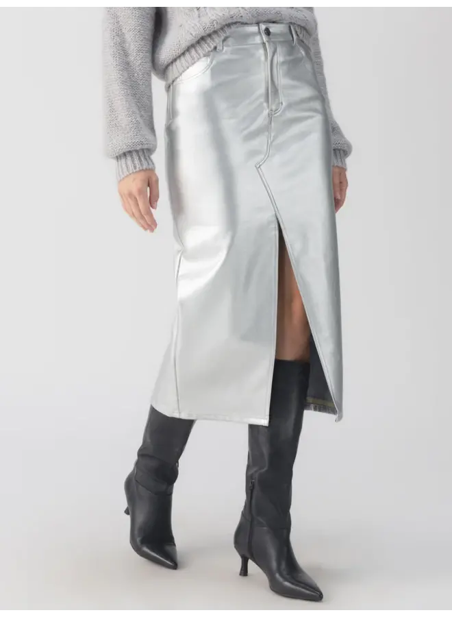 Leather Like Midi Skirt