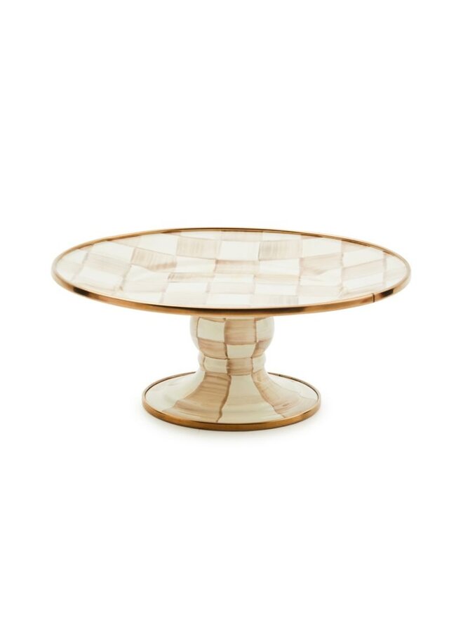 Mocha Check Mini Pedestal Platter