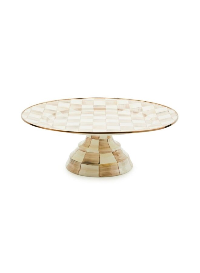 Mocha Check Large Pedestal Platter