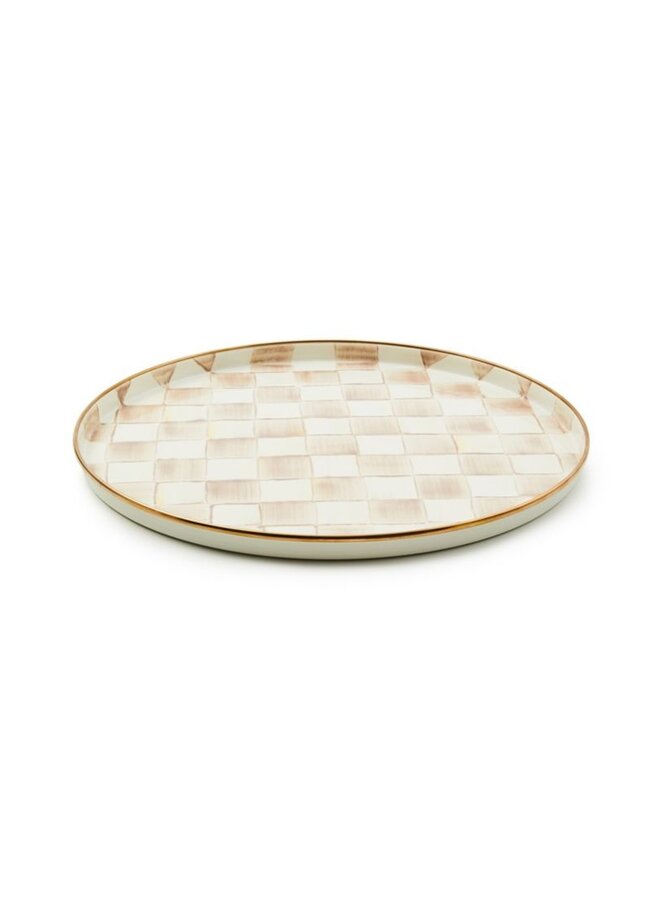 Mocha Check Round Tray