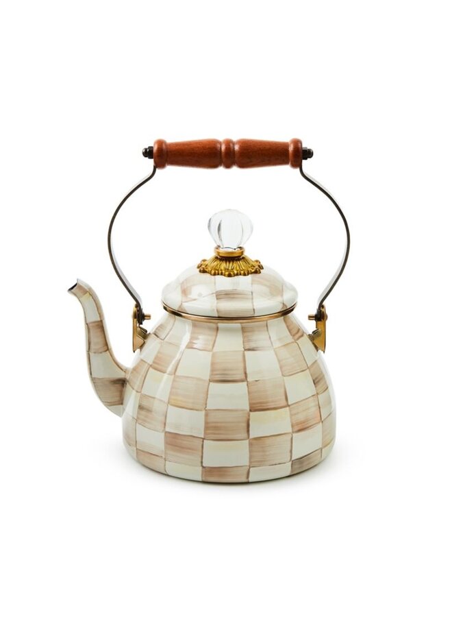Mocha Check 2 Quart Tea Kettle