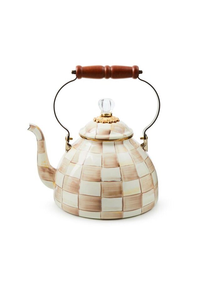 Mocha Check 3 Quart Tea Kettle