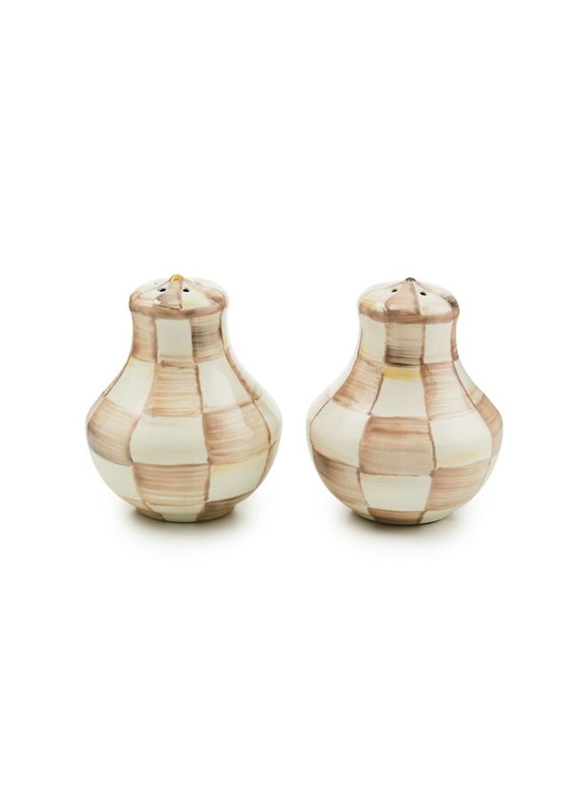 Mocha Check Salt & Pepper Shakers