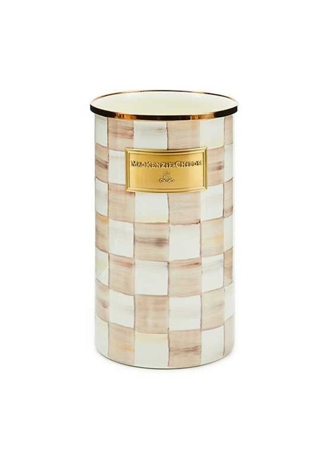 Mocha Check Utensil Holder