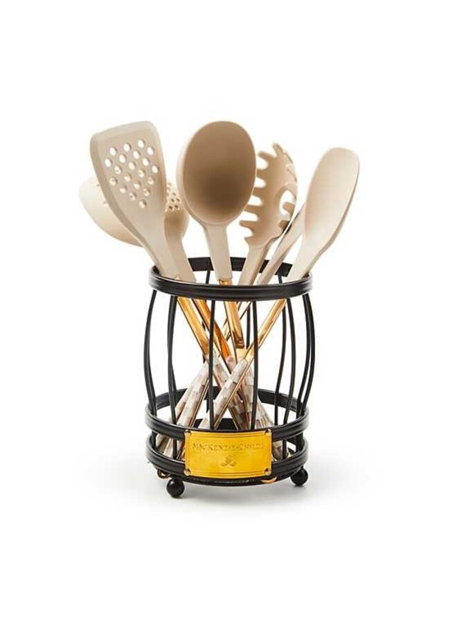 Mocha Check Utensil Caddy Set