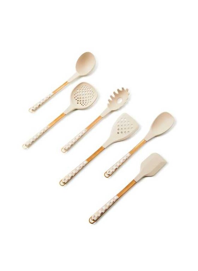 Mocha Check Utensil Caddy Set
