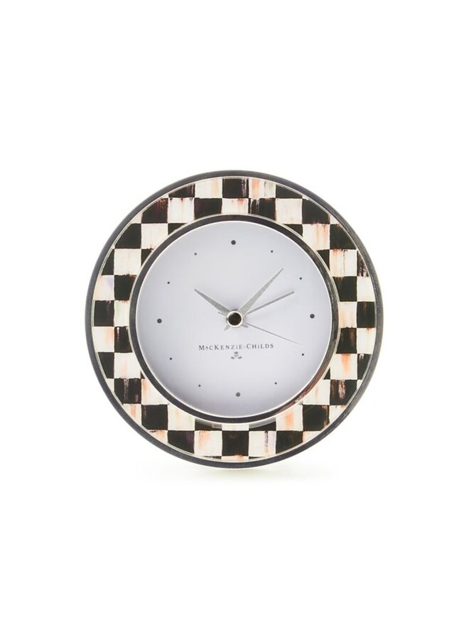 Courtly Check Silver Plated Round Deck Clock