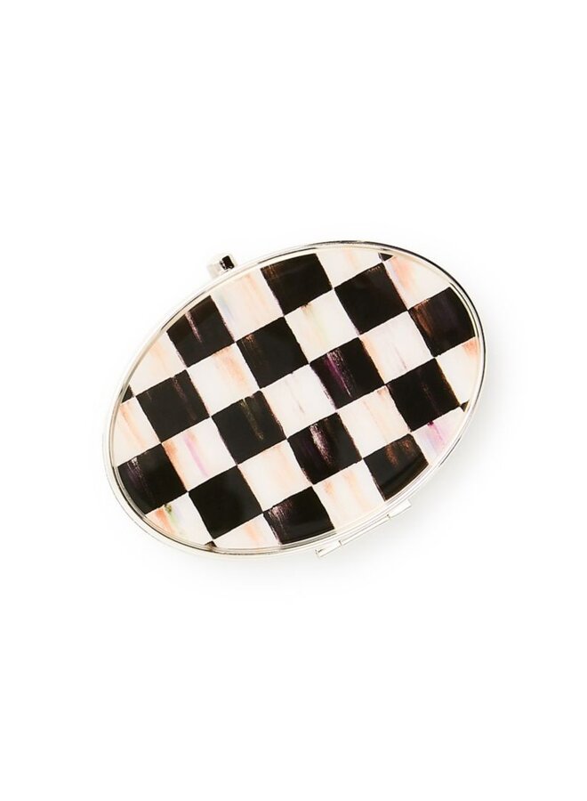 Courtly Check Silver Plated Compact Mirror
