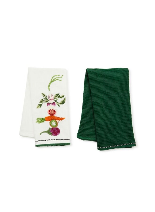 Vegetable Embroidered Dish Towels Set of 2