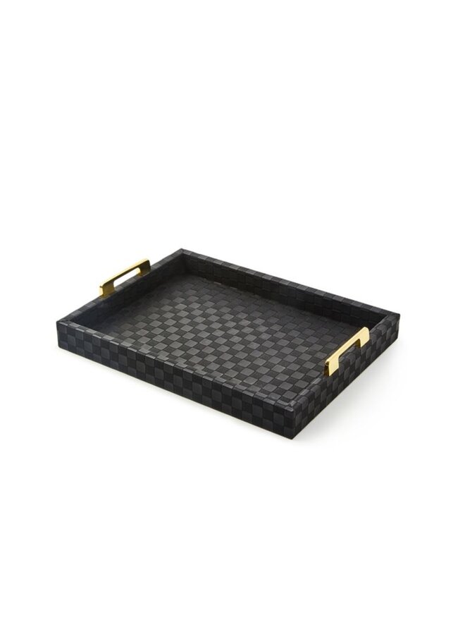 Black Faux Leather Small Tray
