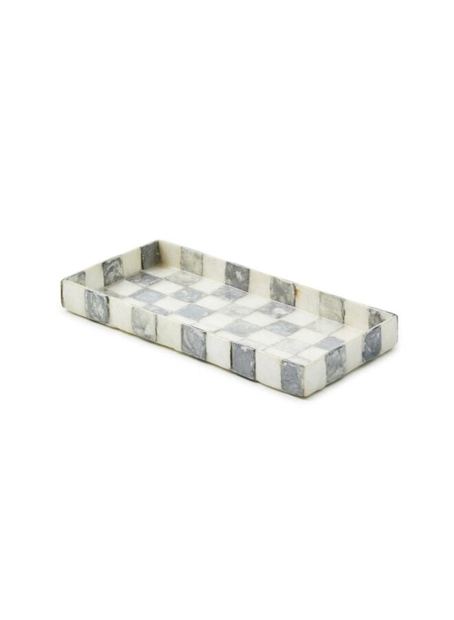 Sterling Check Capiz Vanity Tray