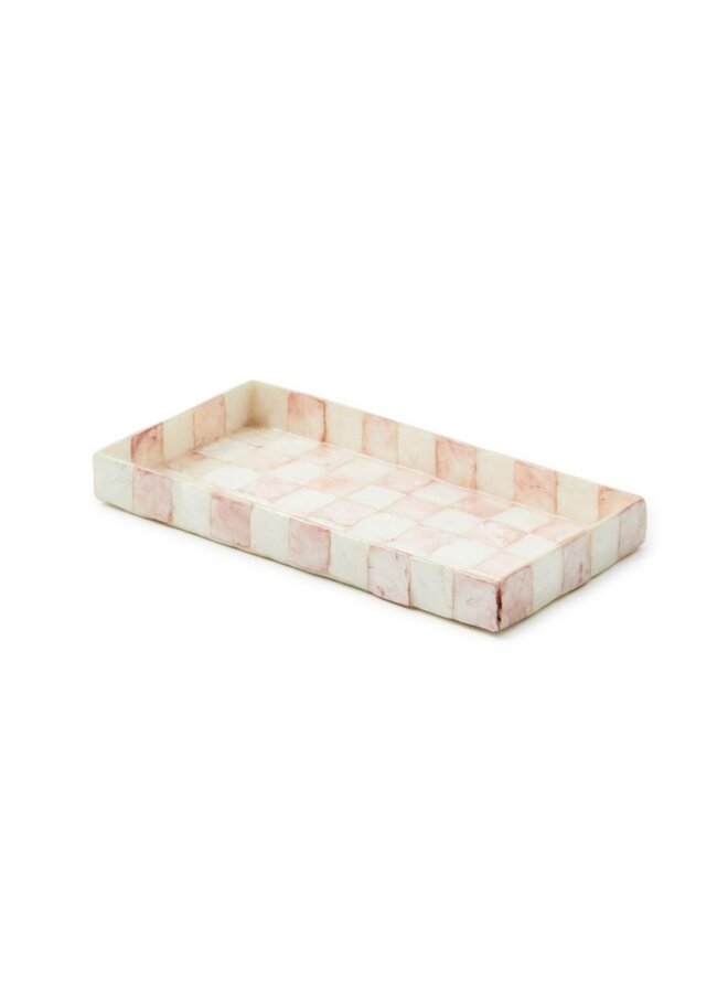 Rosy Check Capiz Vanity Tray