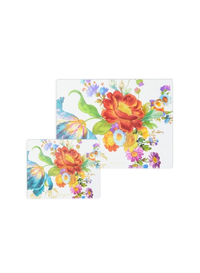 Flower Market Glass Cutting Board Set of 2
