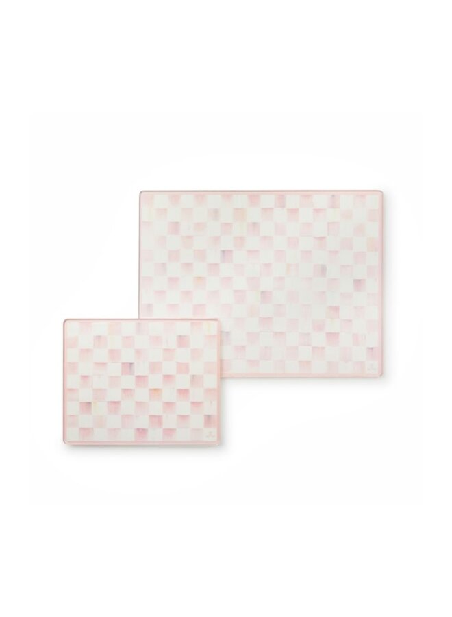 Rosy Check Glass Cutting Board Set of 2