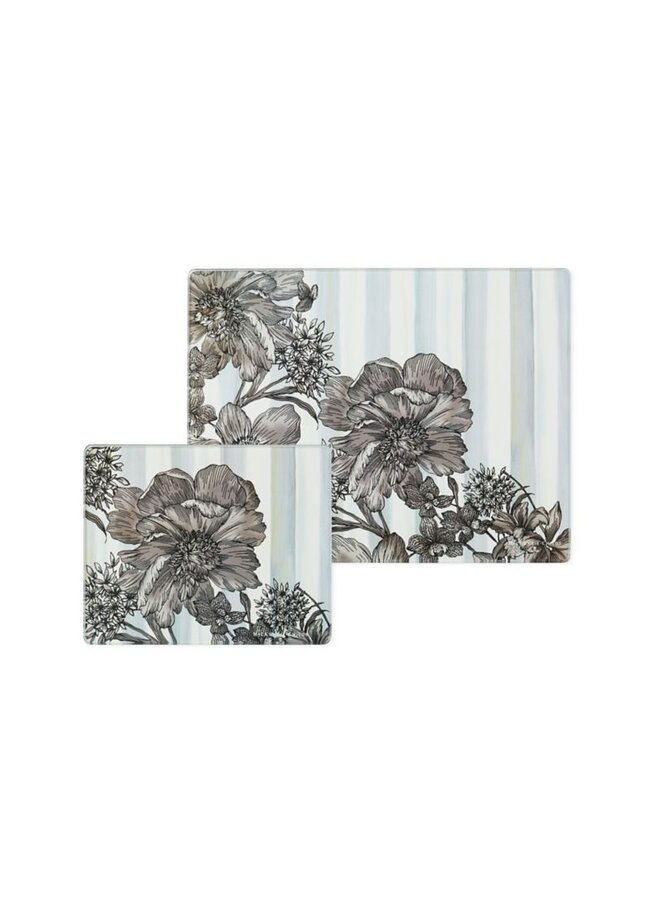 Sterling Check English Garden Glass Cutting Board Set of 2