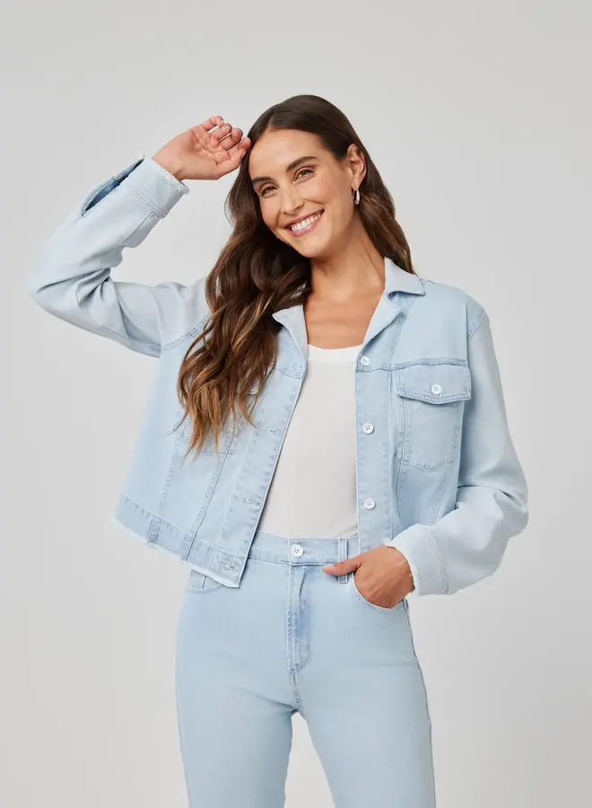 Coco Frayed Mix Denim Jacket - Tidal Spray Wash -