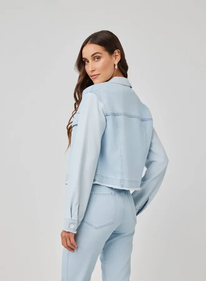 Coco Frayed Mix Denim Jacket - Tidal Spray Wash -
