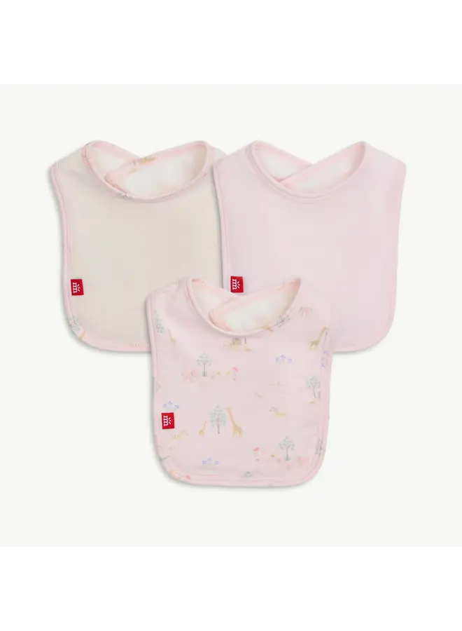 Pink Serene Safari Infant Bib 3 - Pack