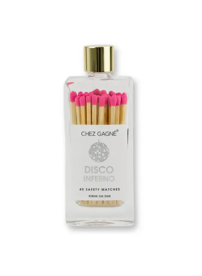 Disco Inferno Glass Bottle Matches (Bright Pink)