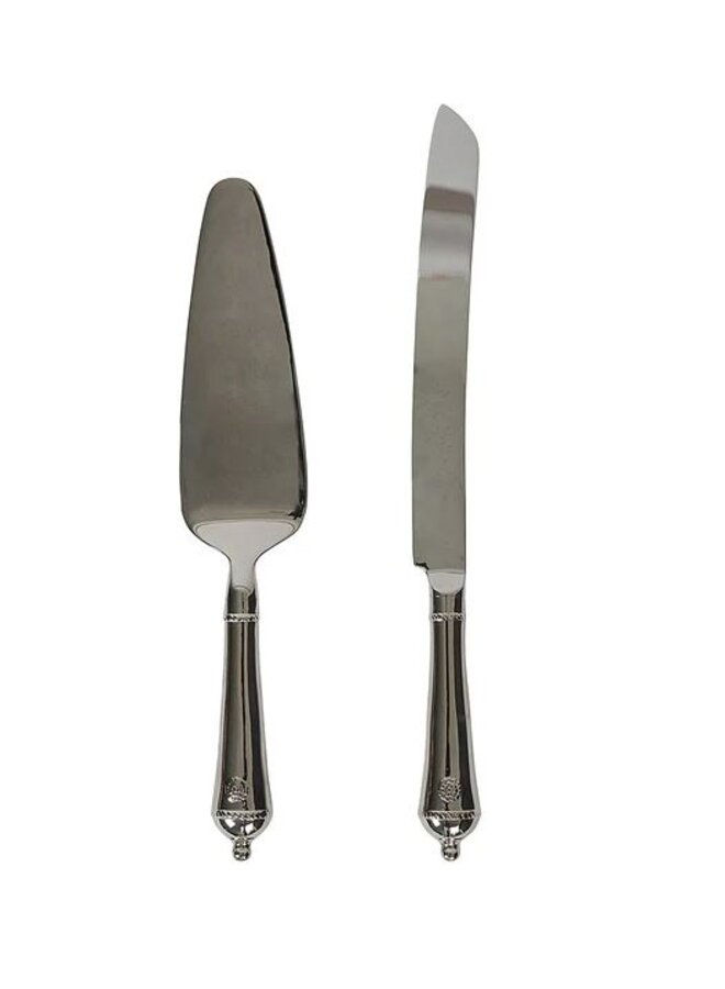Berry & Thread Cake and Server 2 Piece Set - Polished