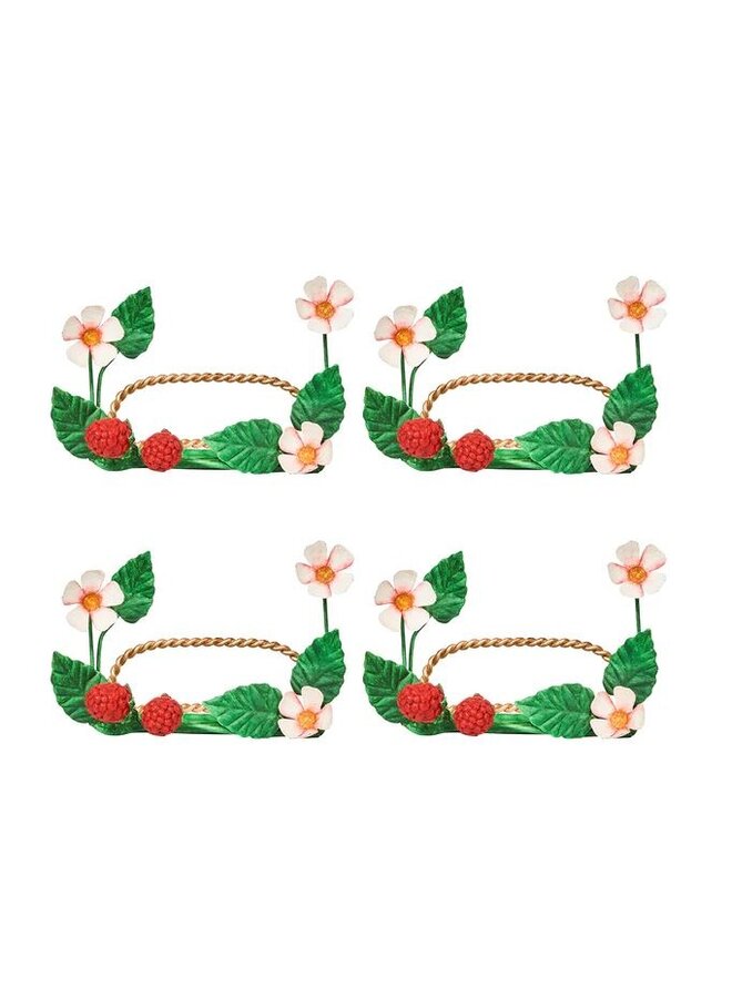 Meadow Walk  Raspberries Place Card Holder Set/4 - Multi