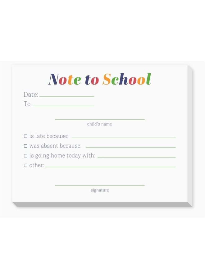 Blue Note To School Dittie Notepad