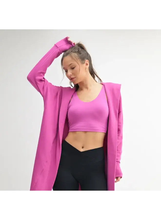 Open Front Longline Hoodie Cardigan