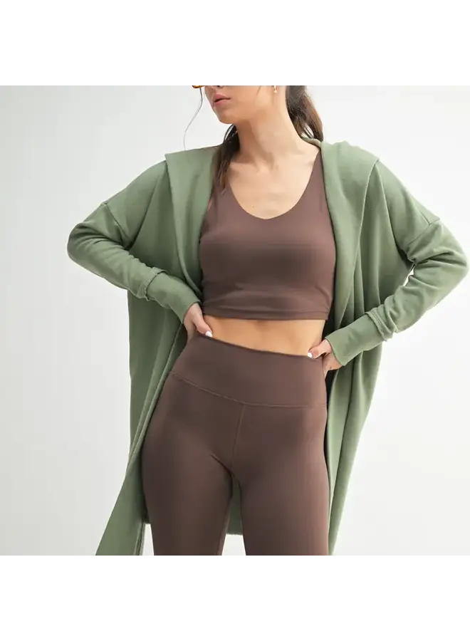 Open Front Longline Hoodie Cardigan