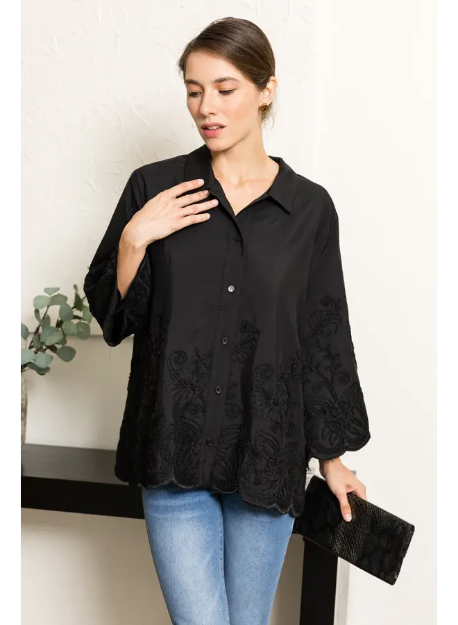 Jase Embroidered Top Black