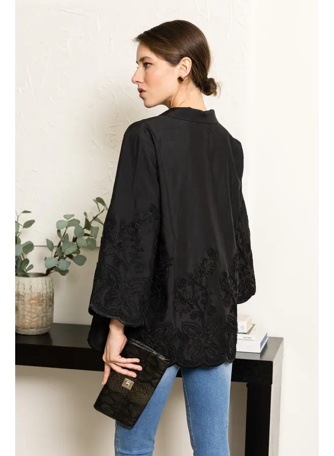 Jase Embroidered Top Black