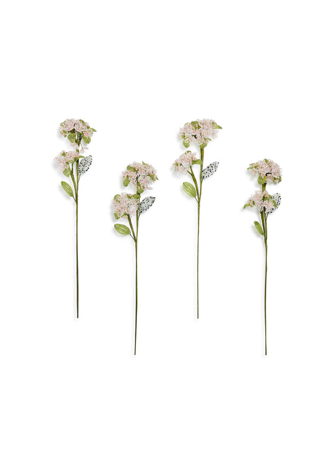 Pink Hydrangea Beaded Flower Stem, Set of 4