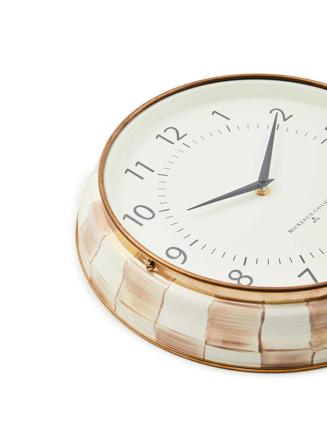 Mocha Check School Wall Clock