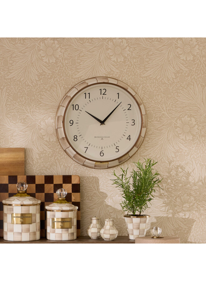 Mocha Check School Wall Clock