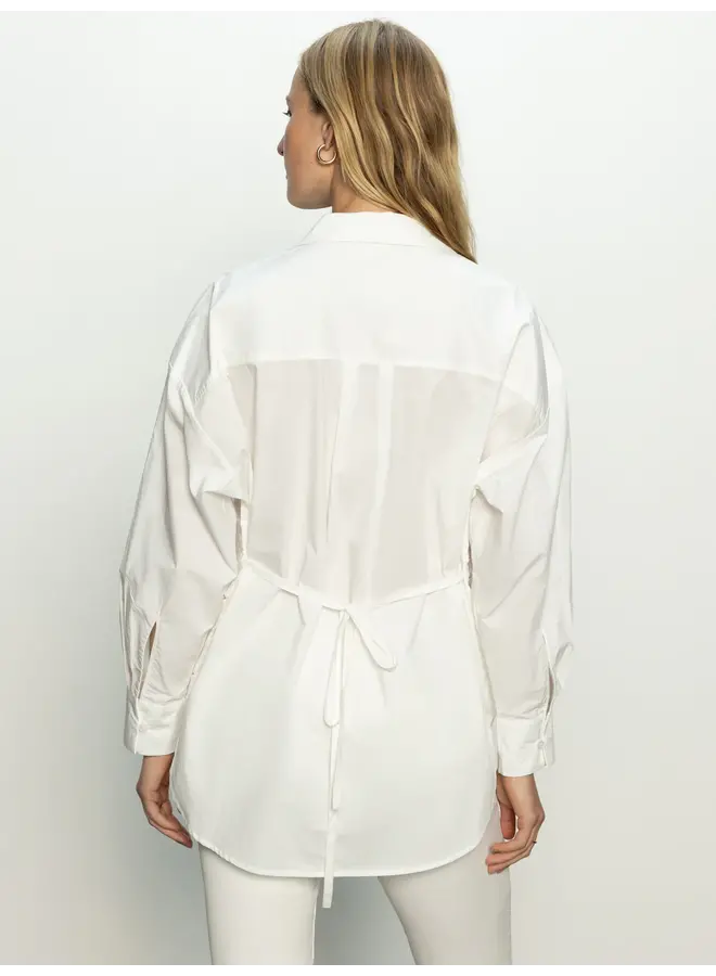 Lace Boyfriend Tie Back Shirt White