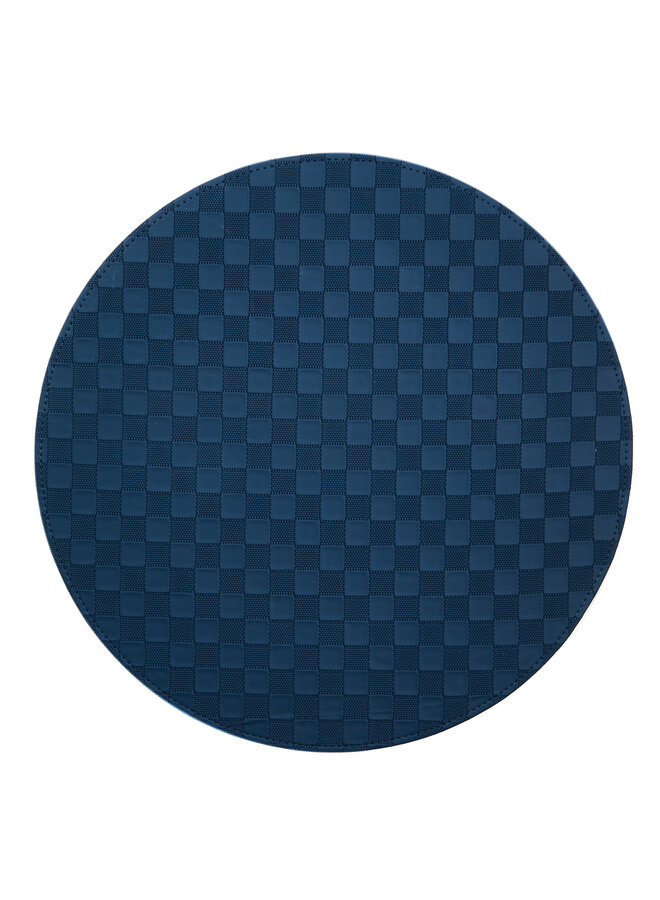 Navy Check Faux Leather Placemat
