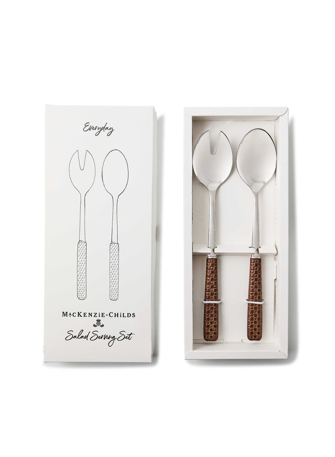 Everyday Leather Salad Serving Set