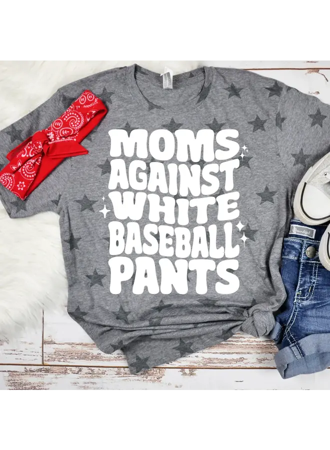 Moms Against White Baseball Pants Tee