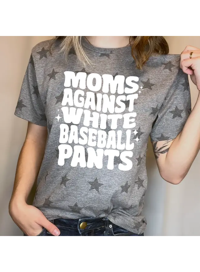 Moms Against White Baseball Pants Tee