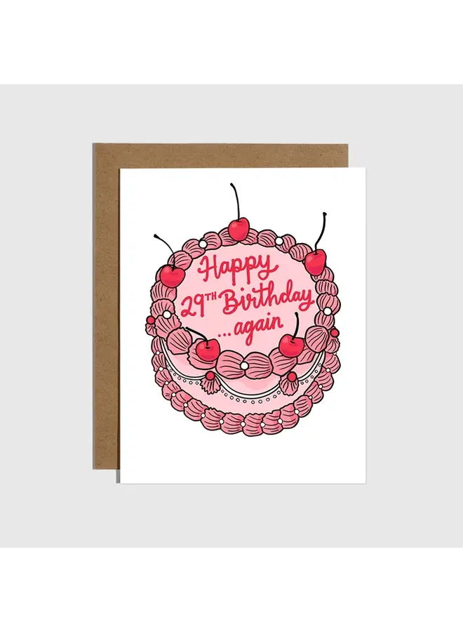 Happy 29th Birthday Again Cake Card