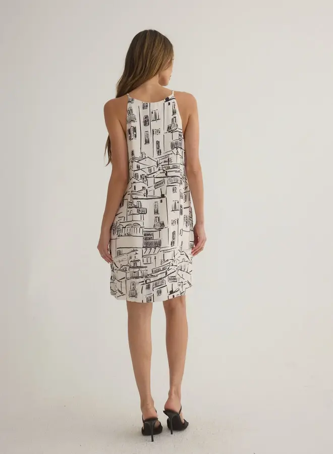 Halter Keyhole Mini Dress Amalfi Sketch