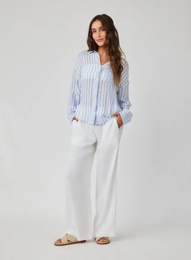 Contrast Pocket Boyfriend Shirt Blue Sky Stripes