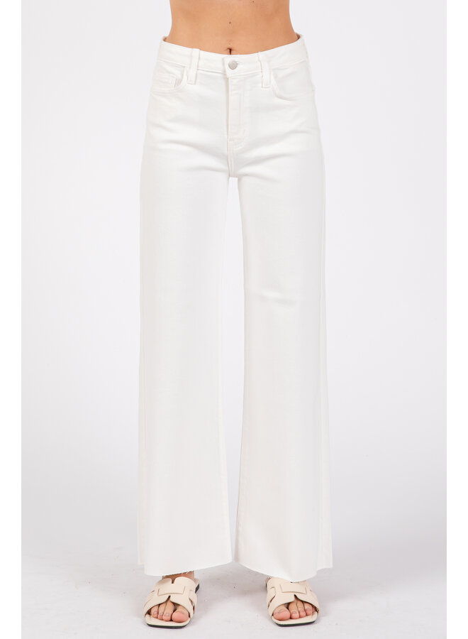 Paola A-Line Scissor Cut Wide Leg Jeans- Natural White -