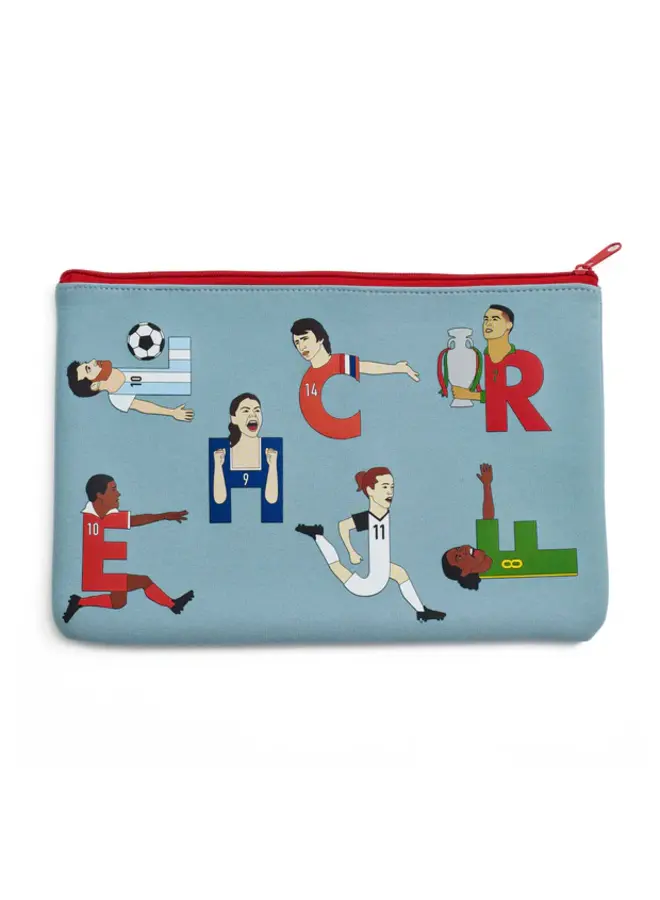 Soccer Legends Alphabet Neoprene Pencil Case