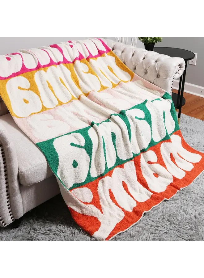 Mama Colorful Typography Design Soft Cozy Throw Blanket