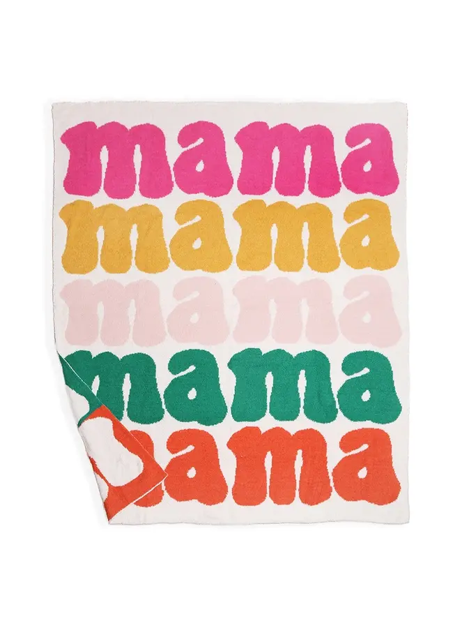 Mama Colorful Typography Design Soft Cozy Throw Blanket