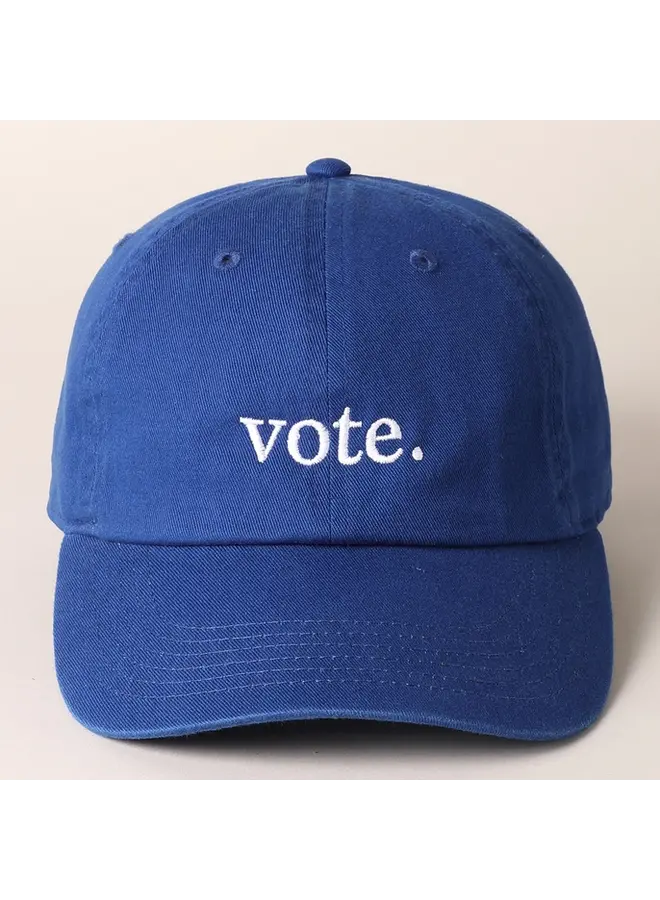 Vote Letter Graphic Embroidered Baseball Cap - Blue