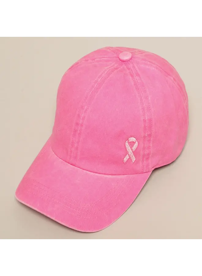 Breast Cancer Awareness Ribbon Baseball Cap - Hot Pink