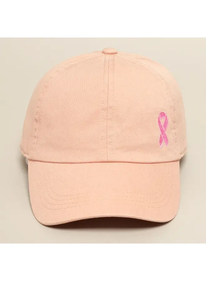 Breast Cancer Awareness Ribbon Baseball Cap - Dusty Pink