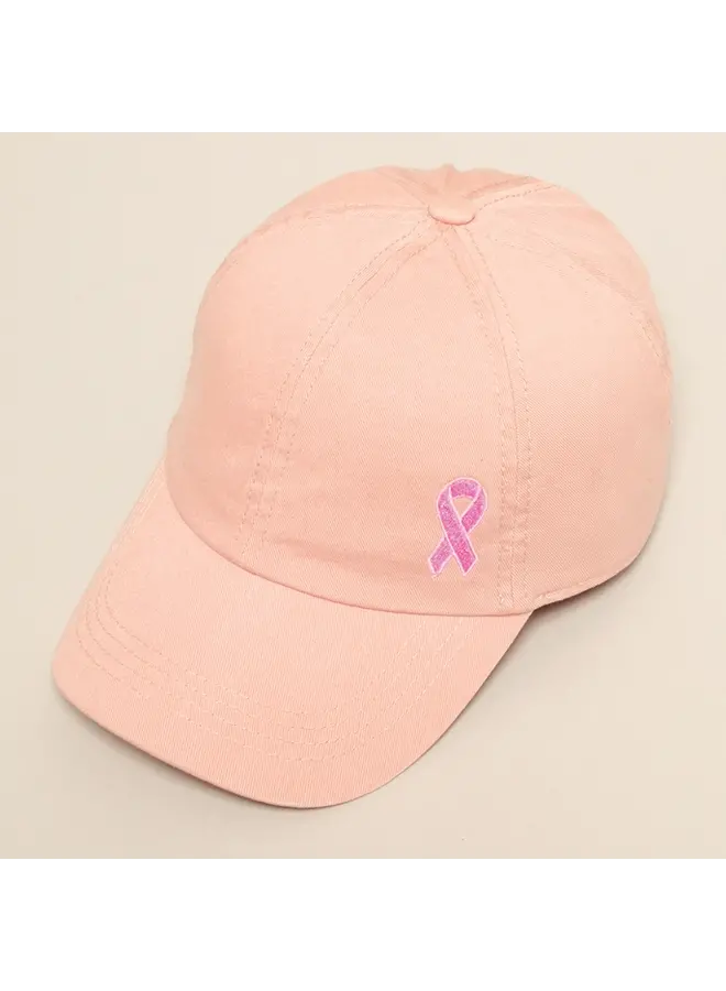 Breast Cancer Awareness Ribbon Baseball Cap - Dusty Pink