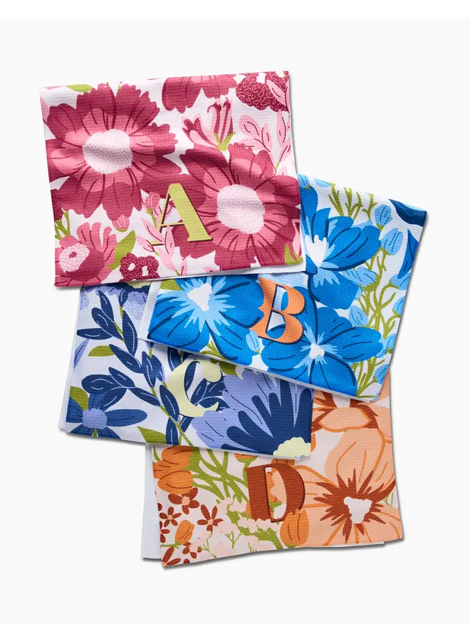 Monogram Floral Tea Towel